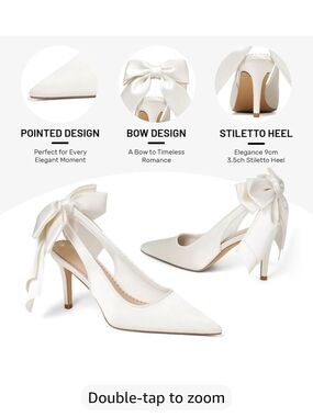 Elegant White Pointed Bow Stiletto Heels for Women